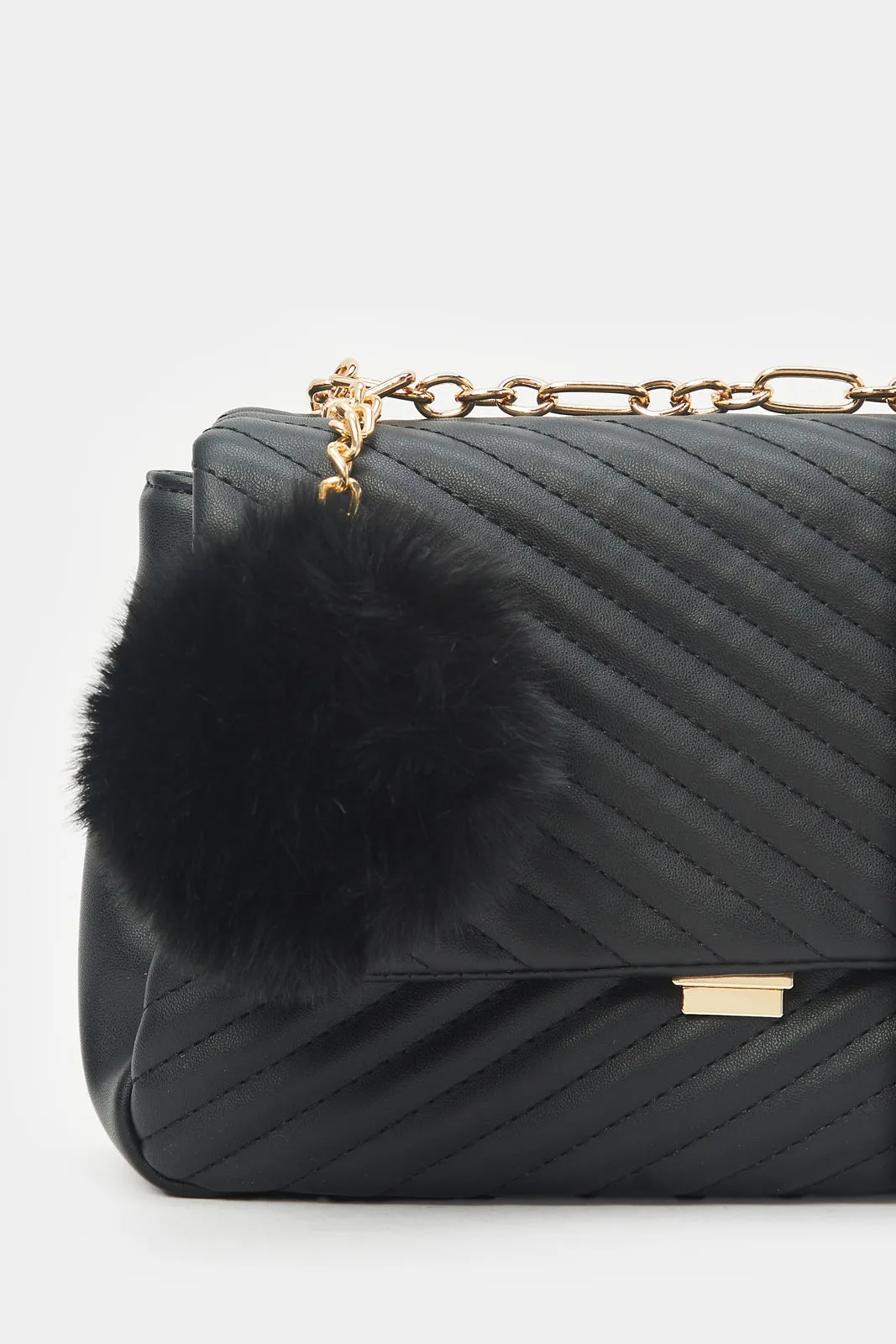 Women Black Quilted Cross Body Bag sold by Redtag product image thumbnail 3