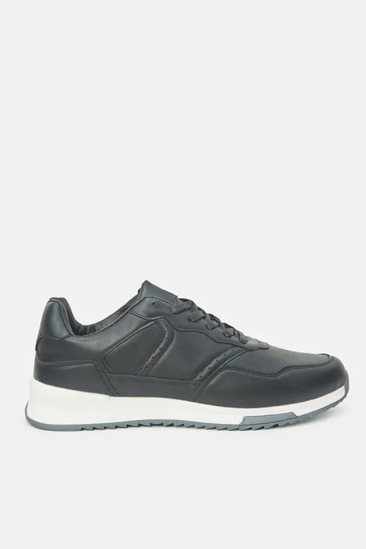 Men Black Material Block Sneakers sold by Redtag
