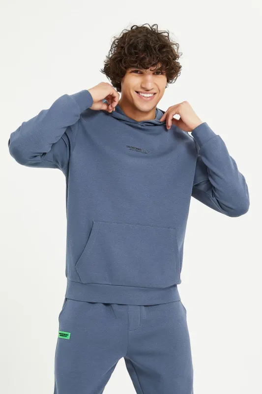 Men Blue Soft Touch Hoodie Sweatshirt sold by Redtag