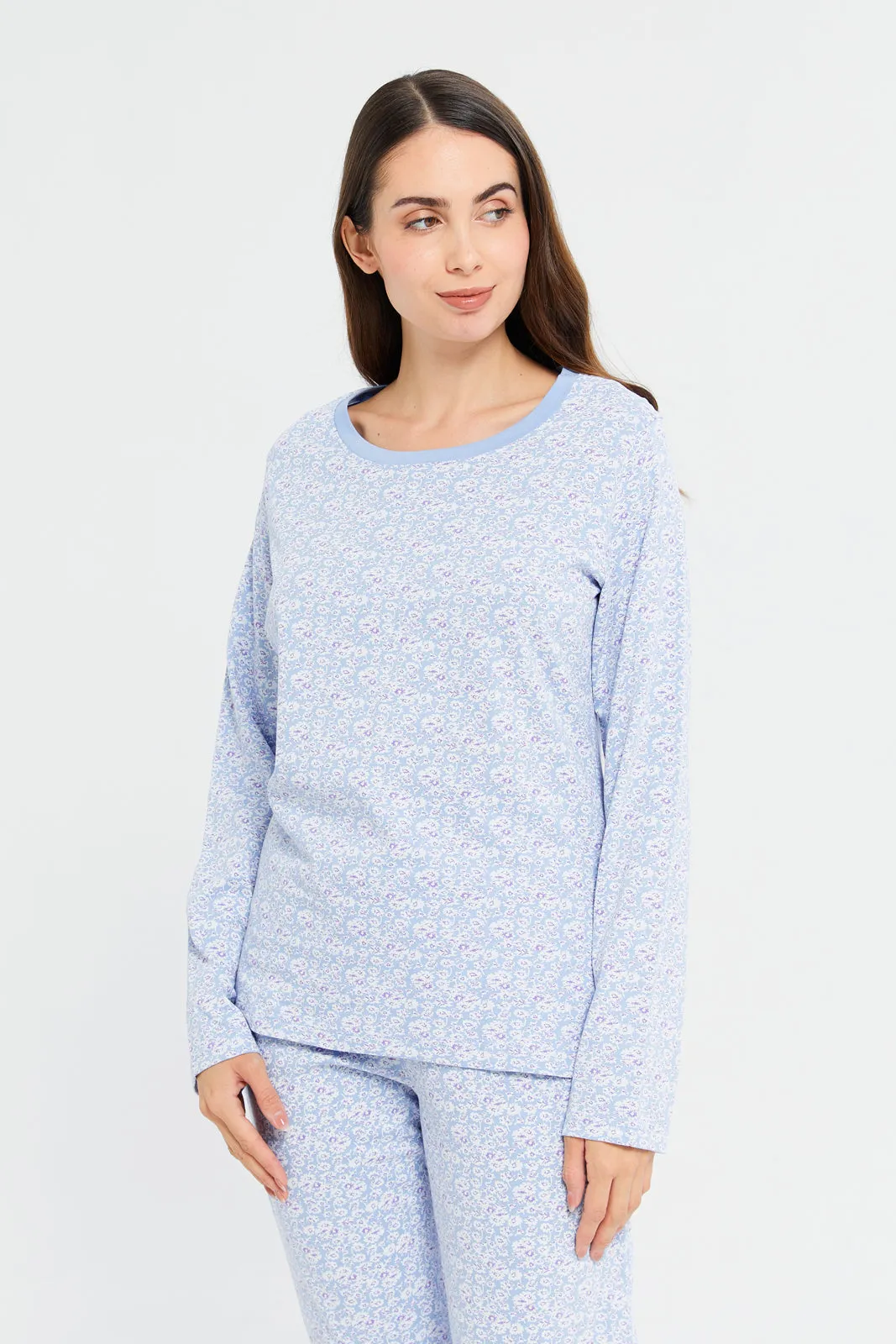 Women Blue Floral Print Pajama Set (2 Piece) sold by Redtag product image thumbnail 2