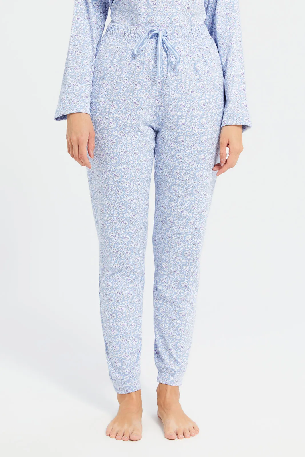 Women Blue Floral Print Pajama Set (2 Piece) sold by Redtag product image thumbnail 3