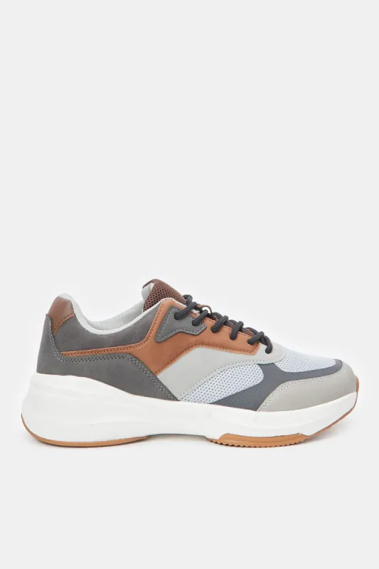 Men Grey Material Block Sneaker sold by Redtag