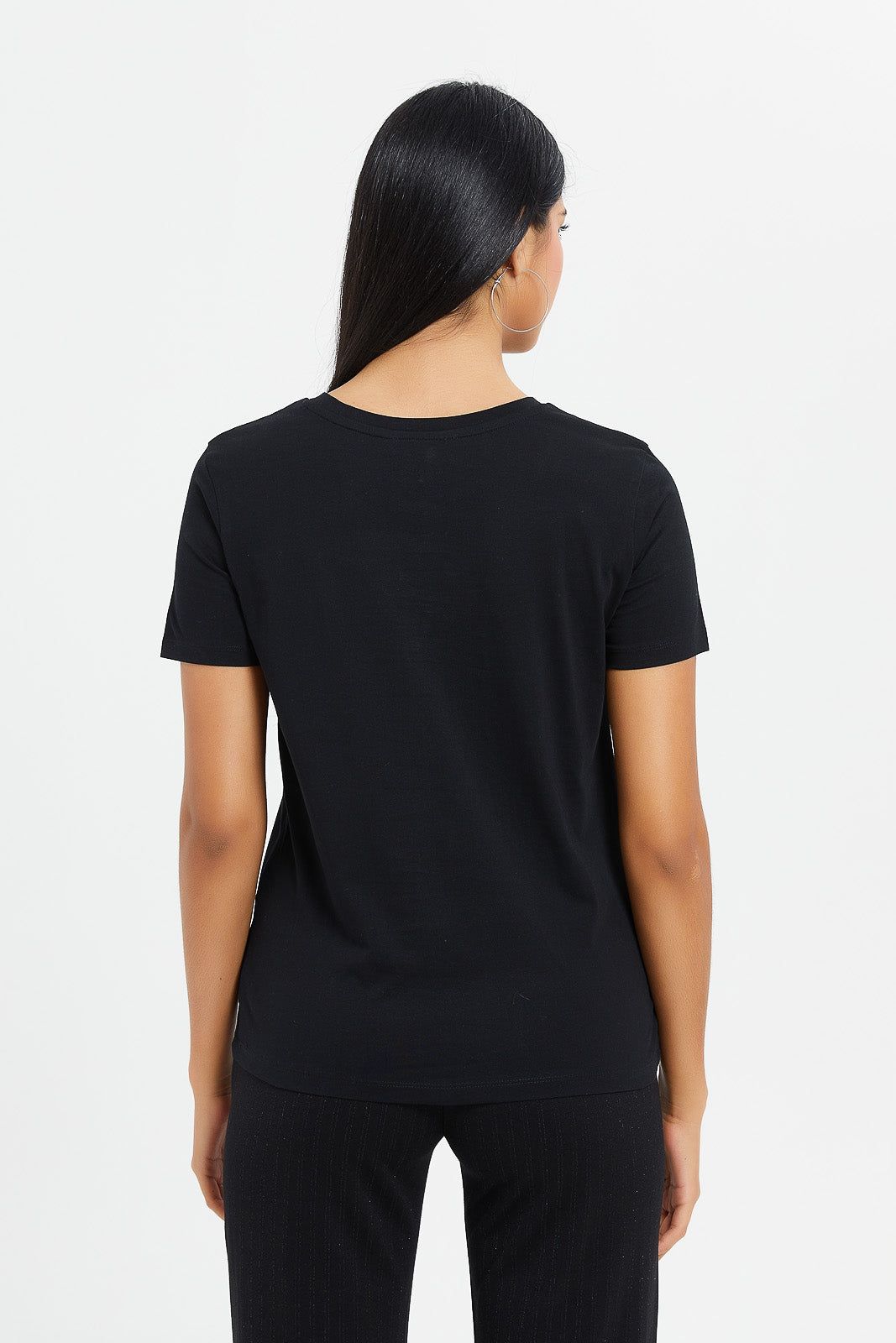 Women Black Sequin T-Shirt sold by Redtag product image thumbnail 3