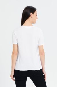 Women White Floral Pearl Embellished T-Shirt sold by Redtag