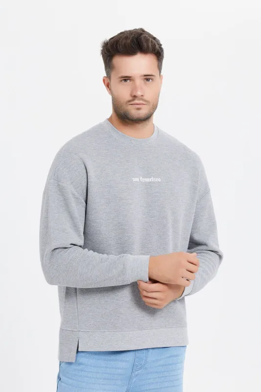 Men Grey Logo Print Sweatshirt sold by Redtag