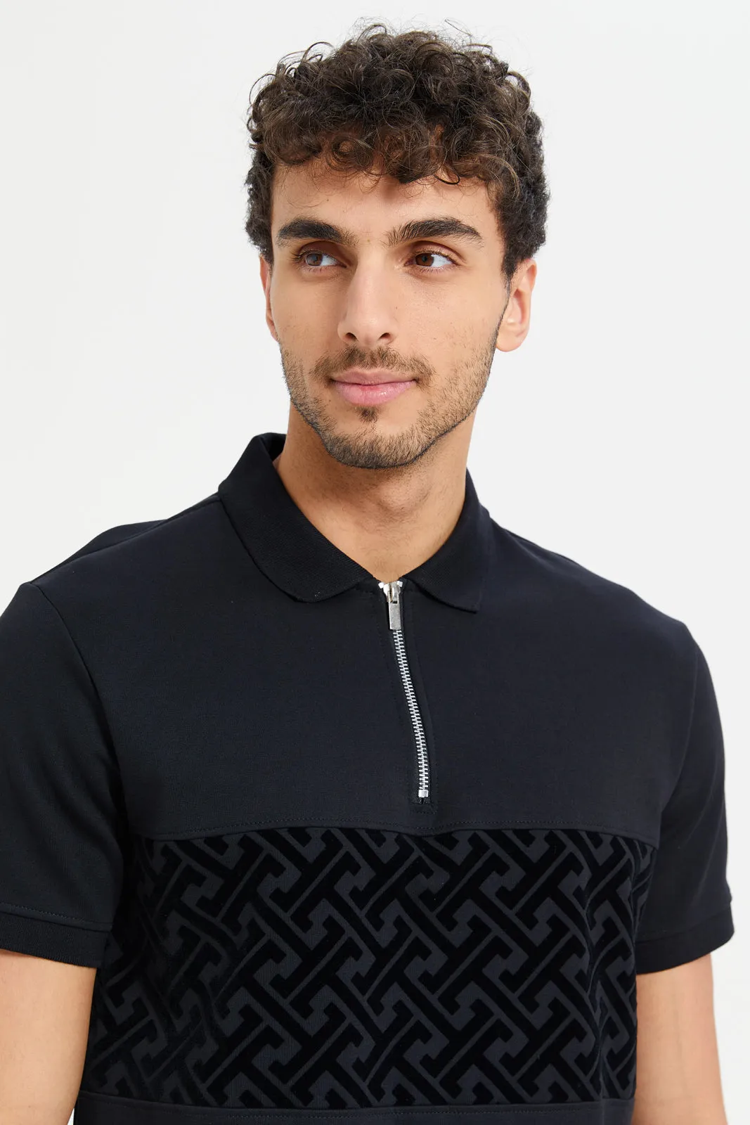 Men Black Polo Shirt sold by Redtag product image thumbnail 4