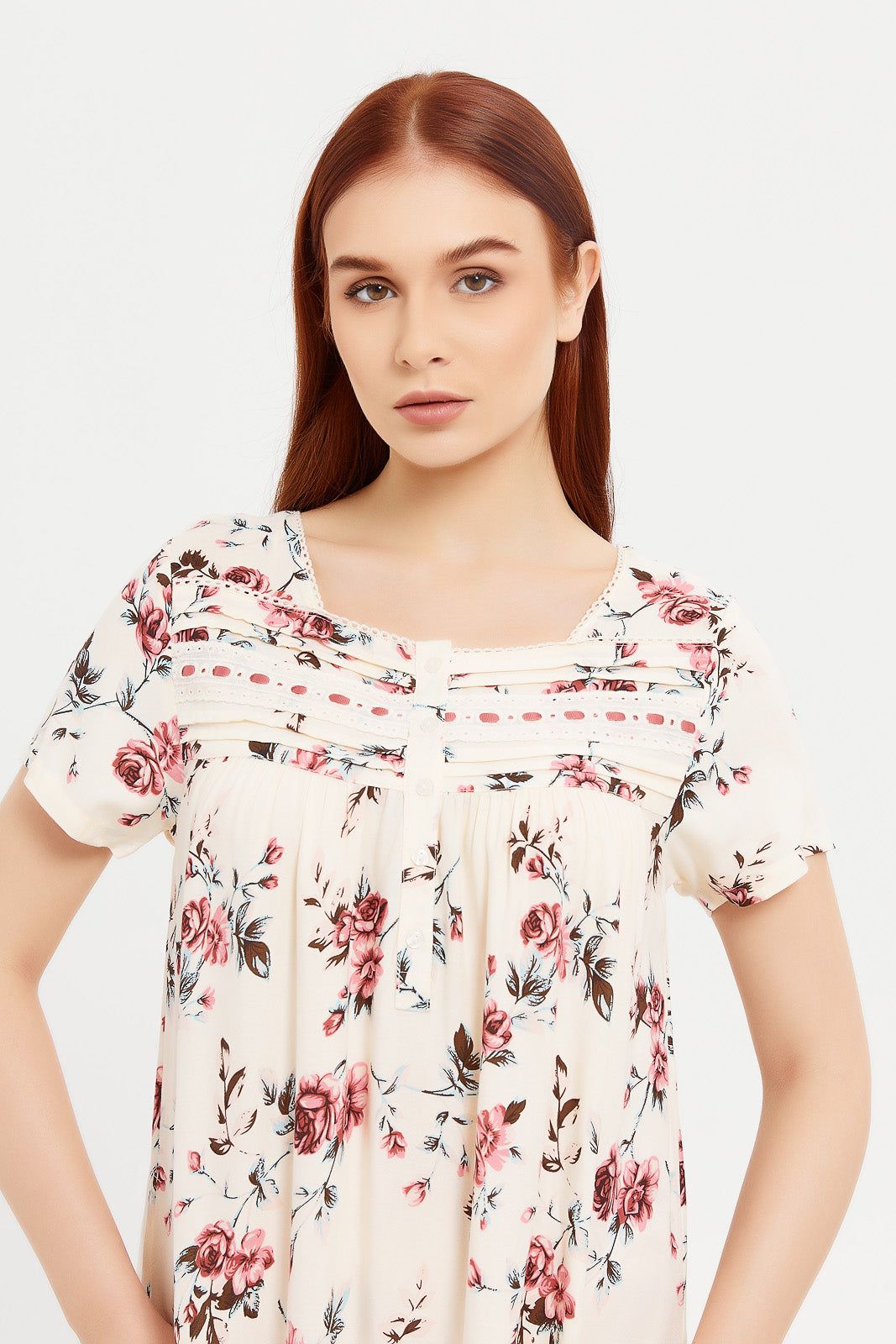 Women Ivory Printed Short Sleeves Nightgown sold by Redtag product image thumbnail 3