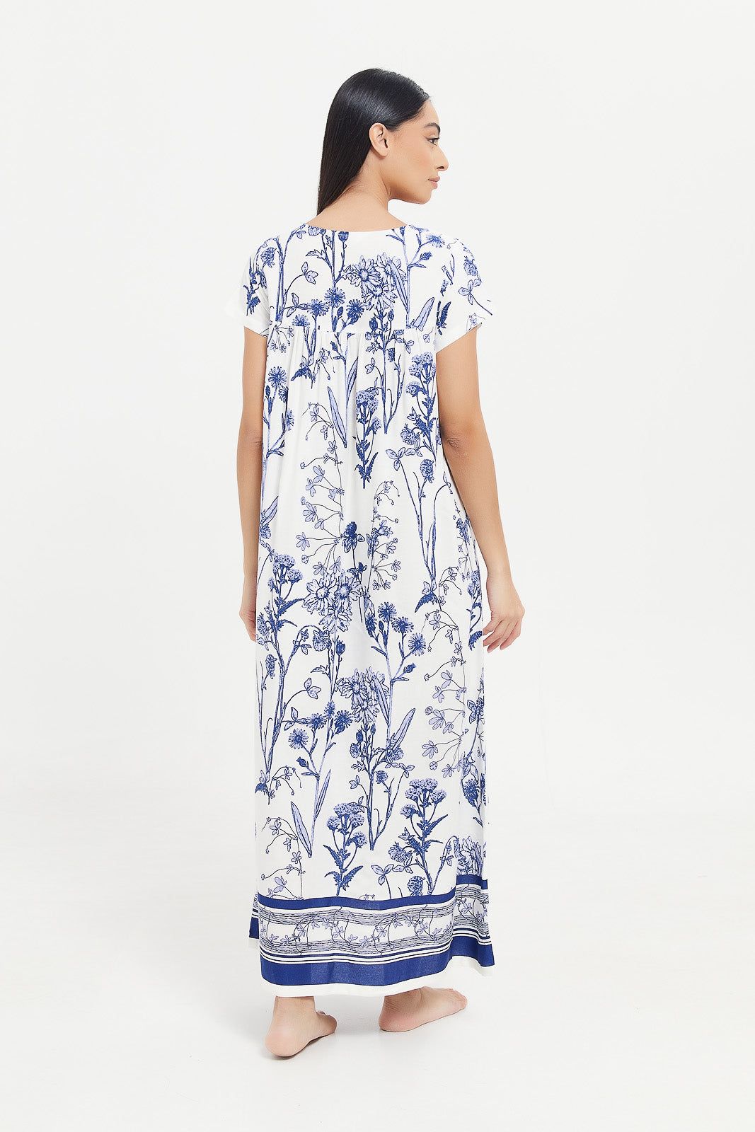 Women White And Blue Printed Nightgown sold by Redtag product image thumbnail 3