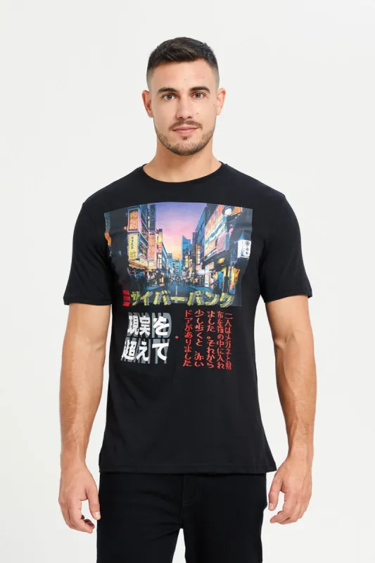 Men Black Graphic T-Shirt sold by Redtag