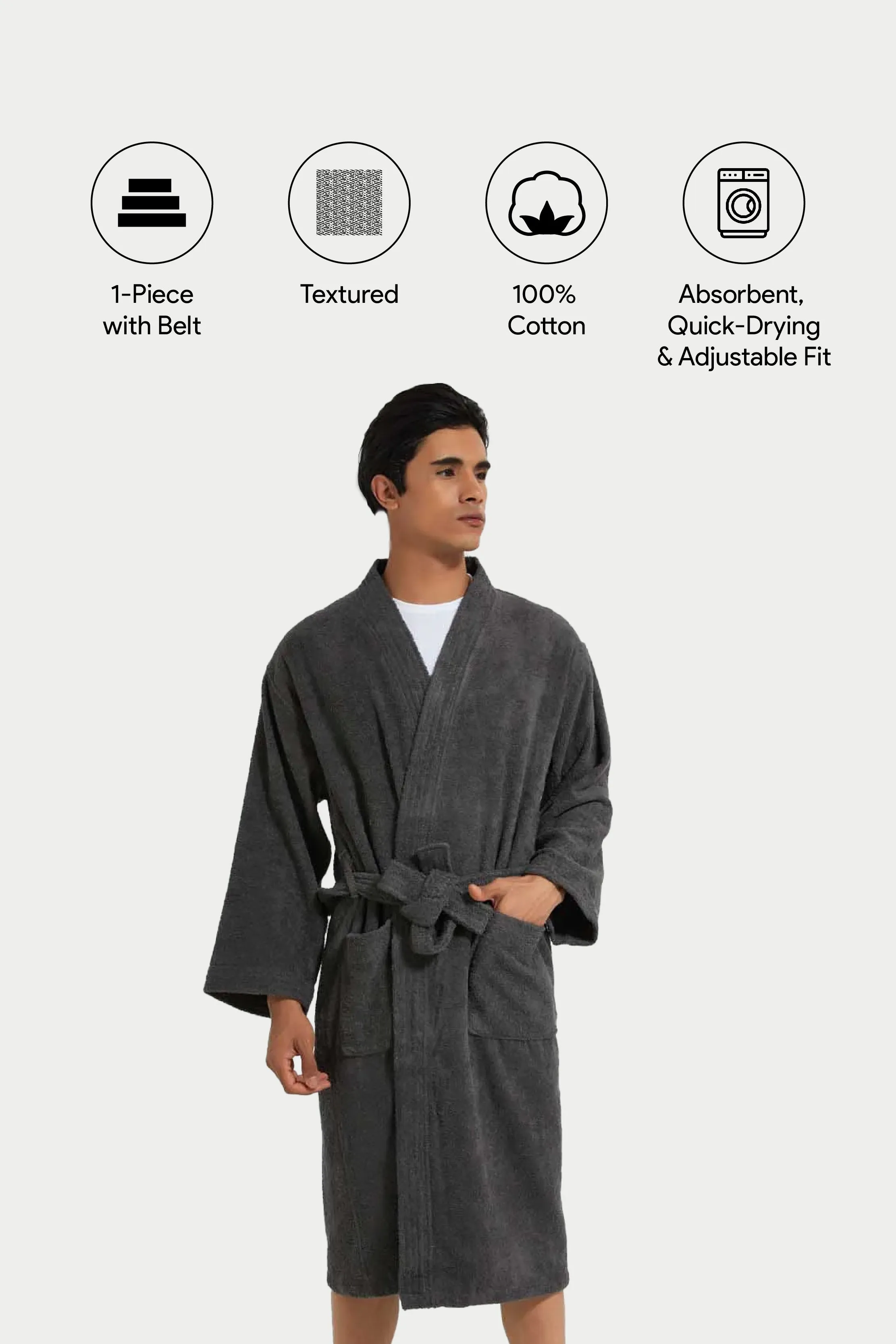Grey Kimono Bathrobe sold by Redtag