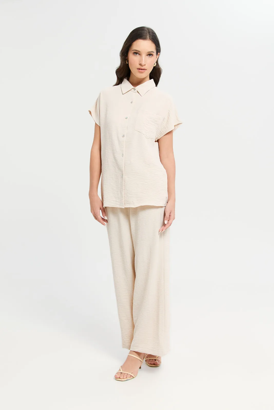 Women Cream Drop Shoulder Shirt sold by Redtag product image thumbnail 2
