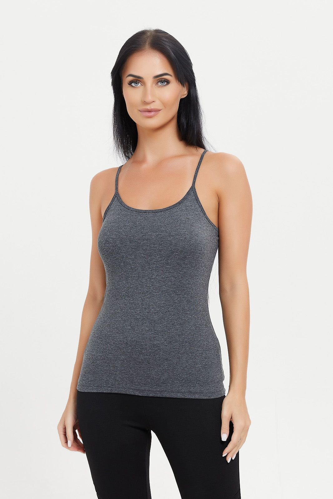 Women Charcoal Plain Strappy Vest sold by Redtag