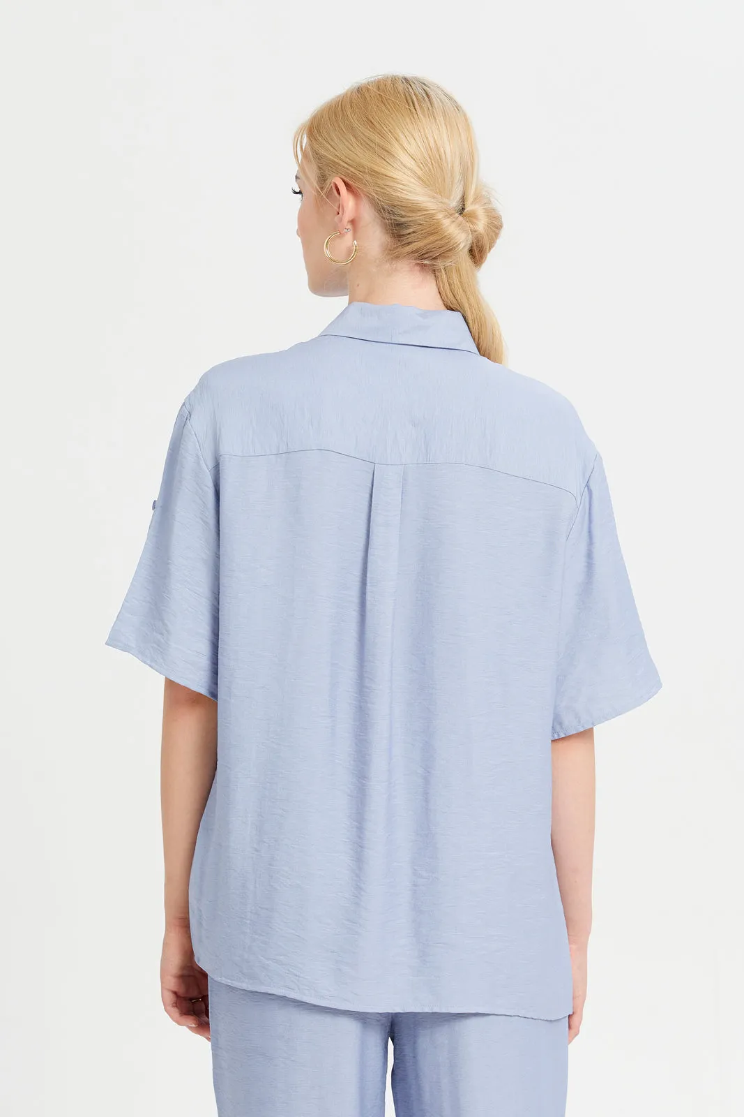 Women Blue Collared Shirt sold by Redtag product image thumbnail 3