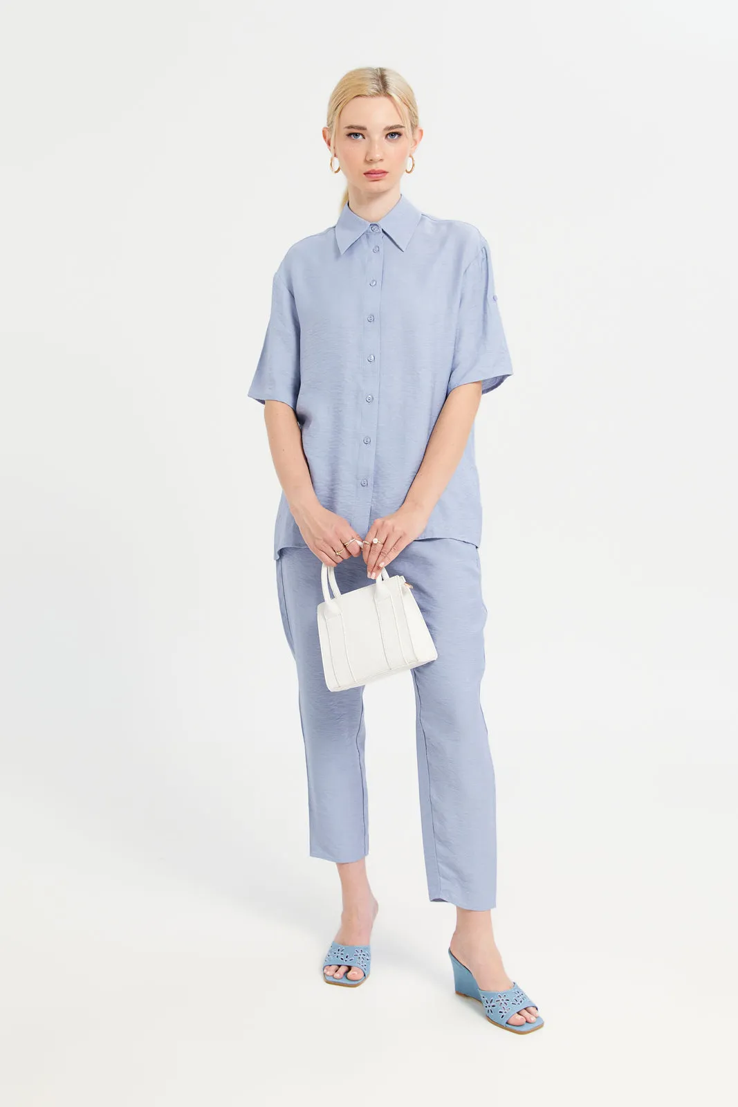 Women Blue Collared Shirt sold by Redtag product image thumbnail 2