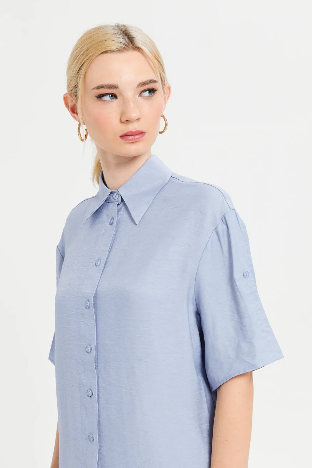 Women Blue Collared Shirt sold by Redtag product image thumbnail 4