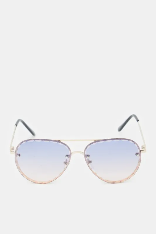 Women Gold Aviator Sunglasses sold by Redtag