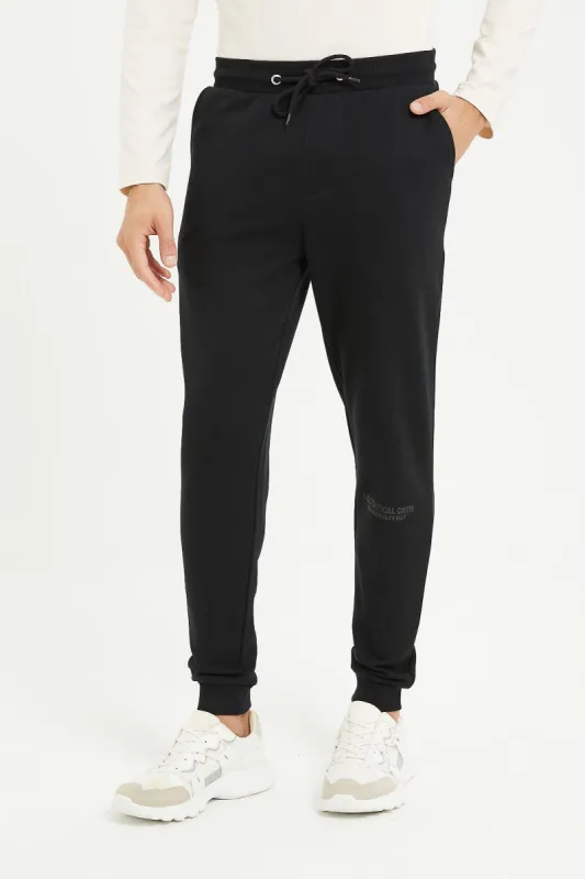 Men Black Plain Jog Pants sold by Redtag