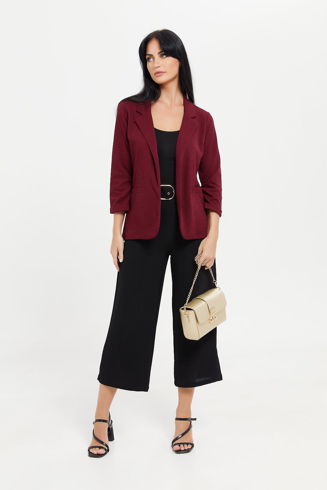 Women Black Cropped Wide Leg Trouser With Belt sold by Redtag product image thumbnail 2