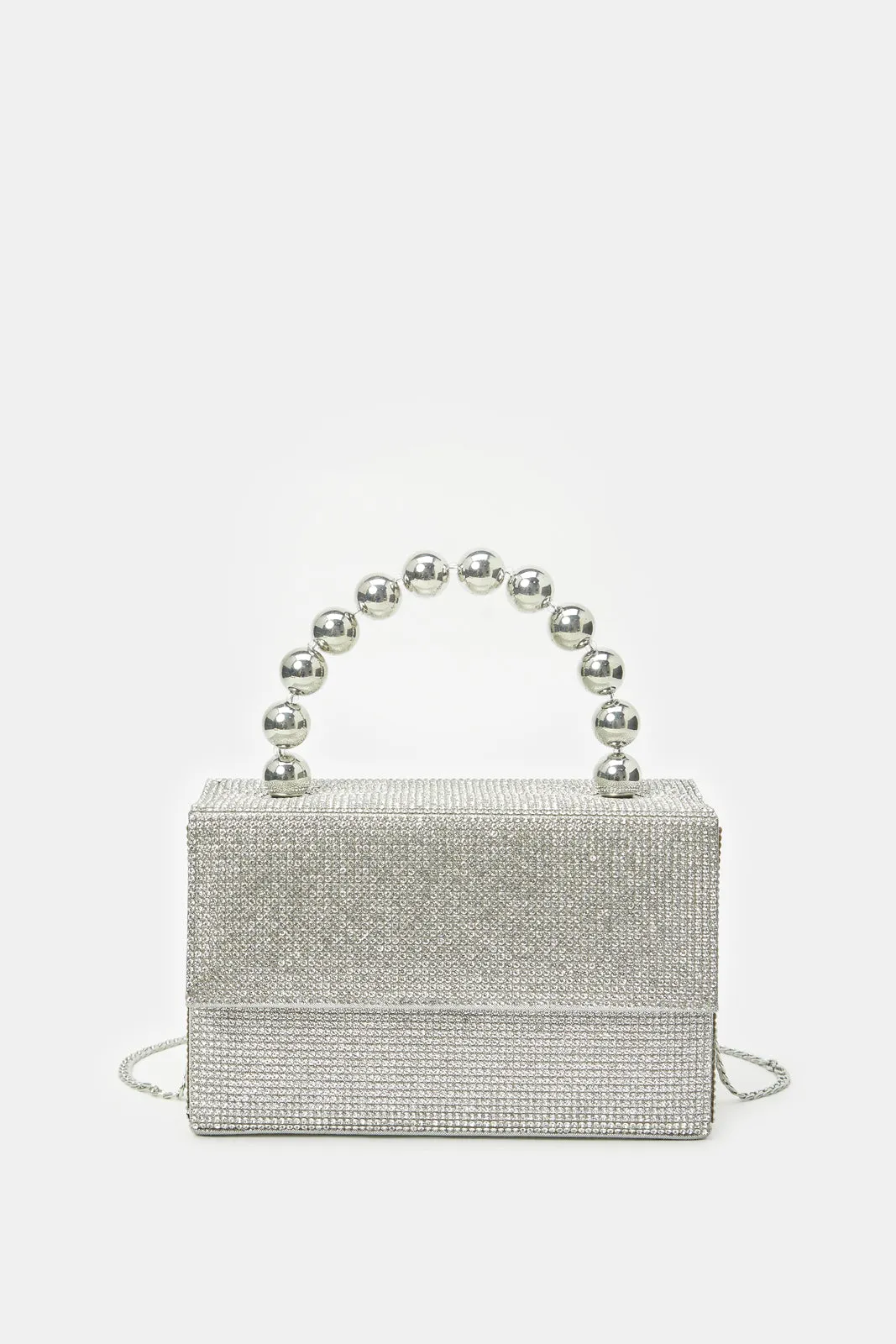 Women Silver With Pearl Handle Evening Clutch sold by Redtag