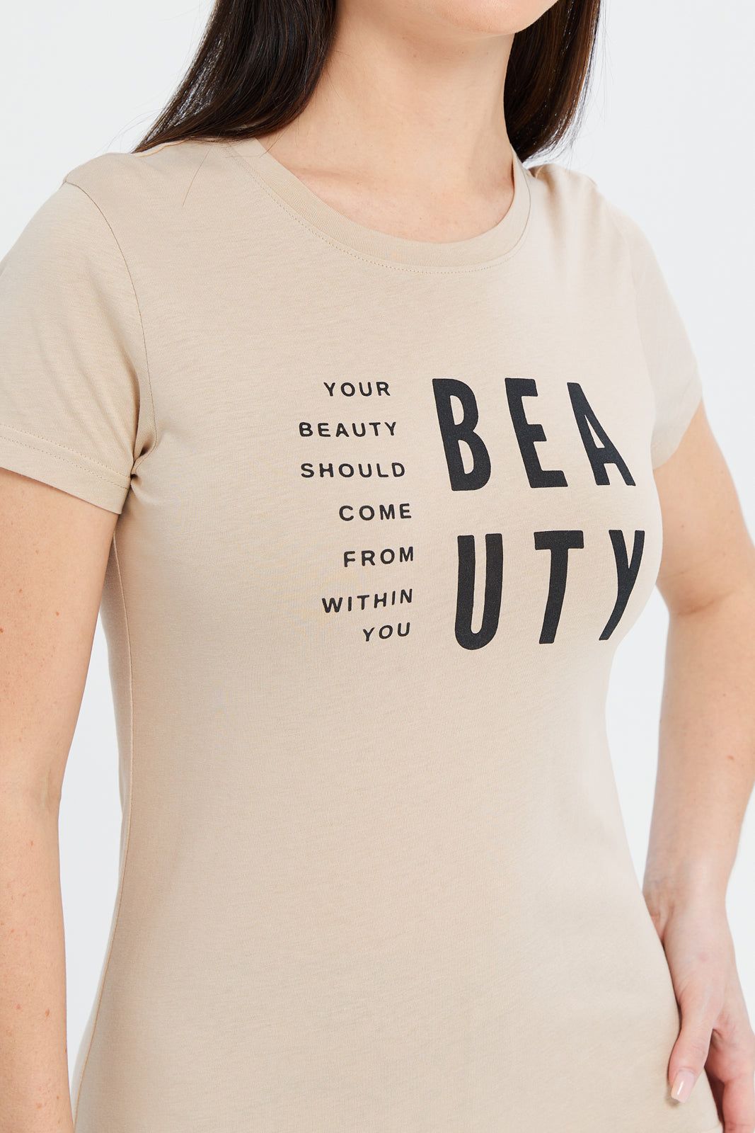Women Beige Beauty Printed T-Shirt sold by Redtag product image thumbnail 4