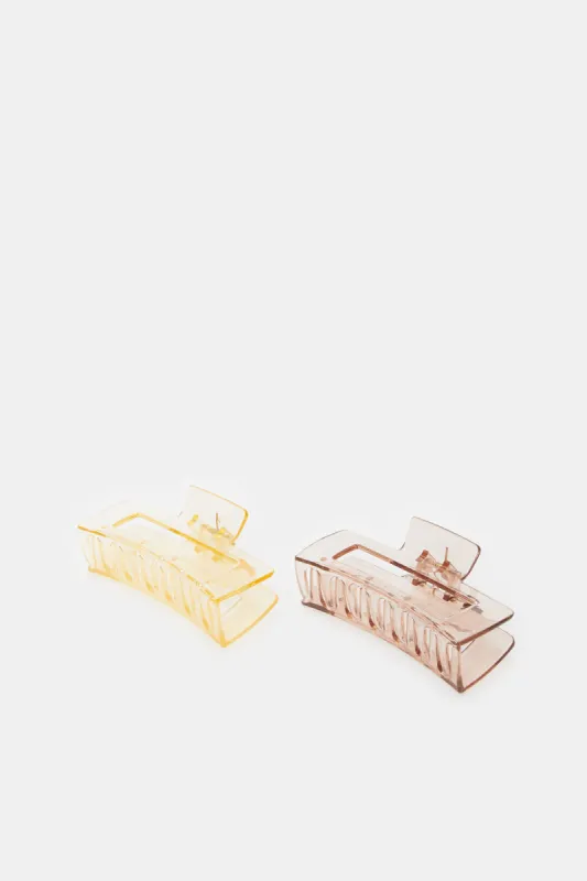 Women Beige And Brown Hair Claw Set (2 Piece) sold by Redtag