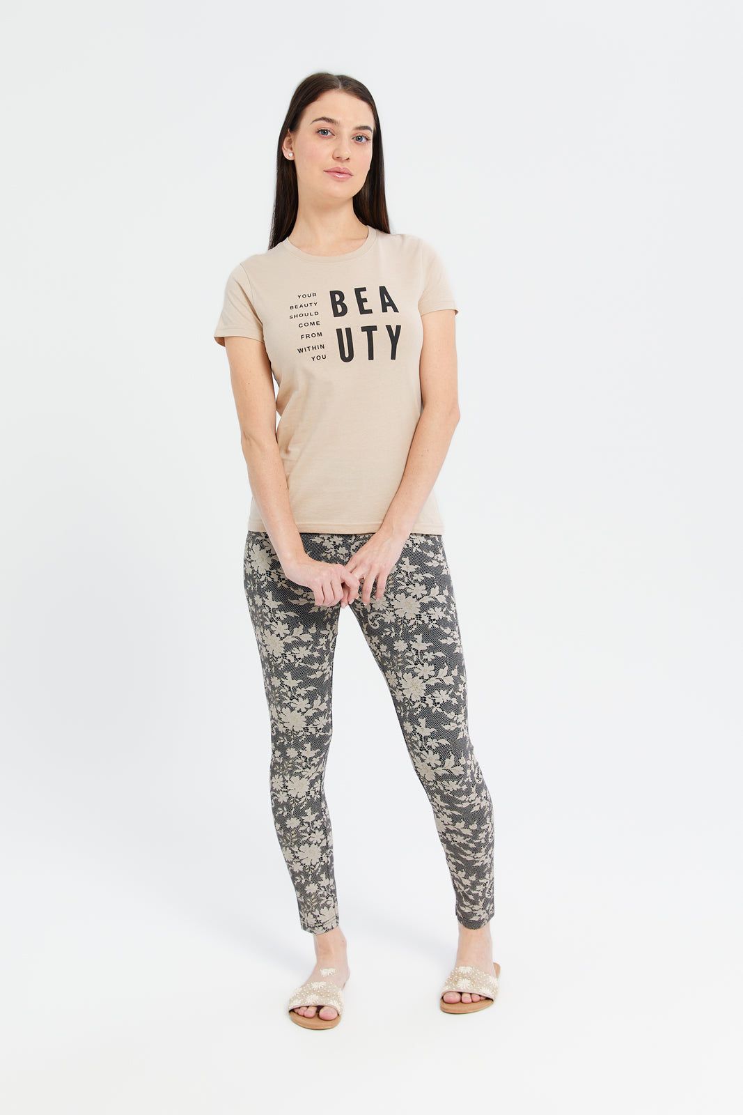 Women Beige Beauty Printed T-Shirt sold by Redtag product image thumbnail 2
