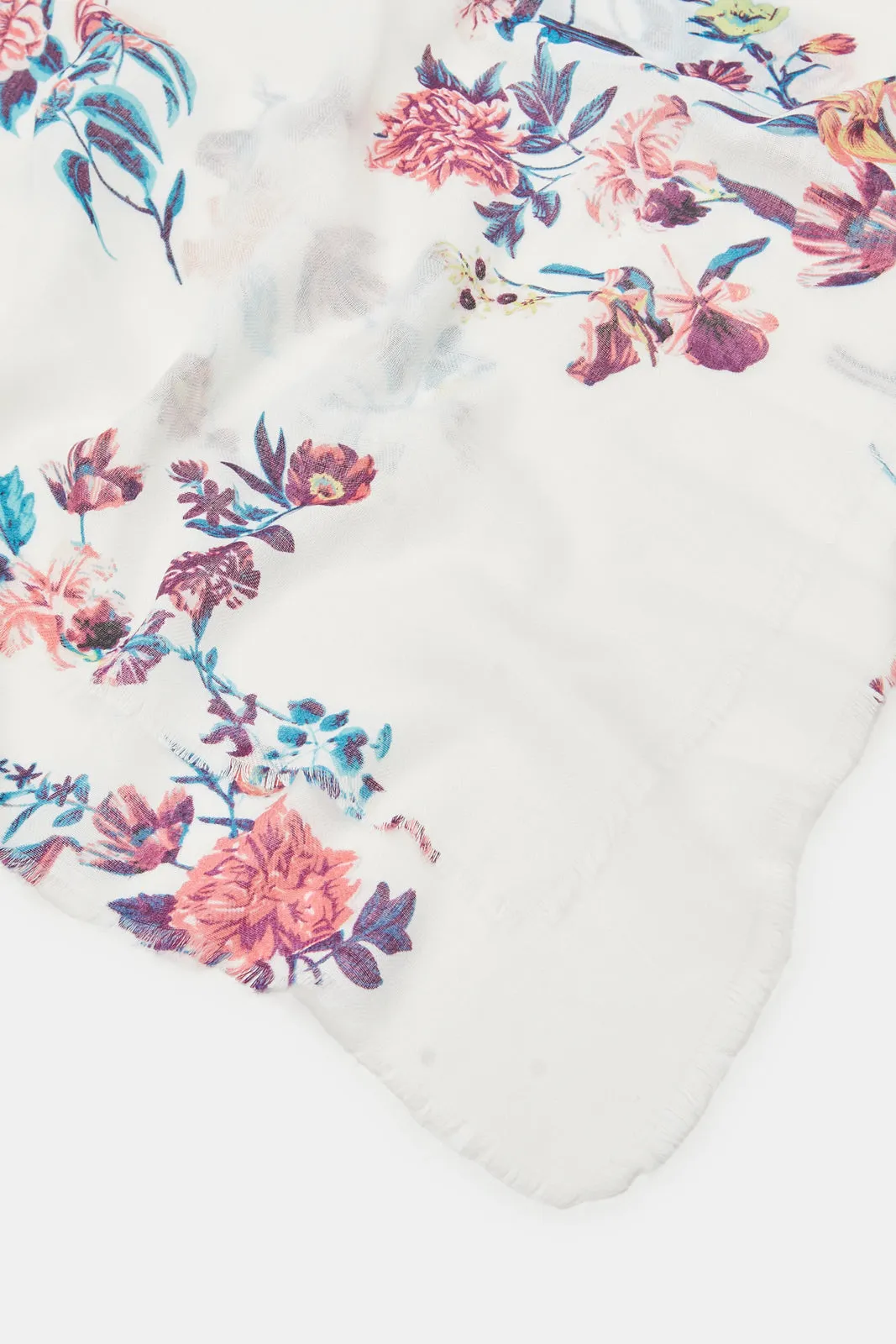 Women White Floral Printed Scarf sold by Redtag product image thumbnail 4