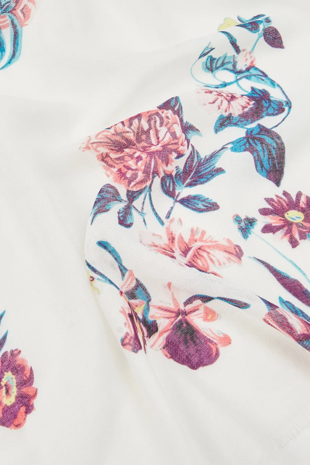 Women White Floral Printed Scarf sold by Redtag product image thumbnail 3