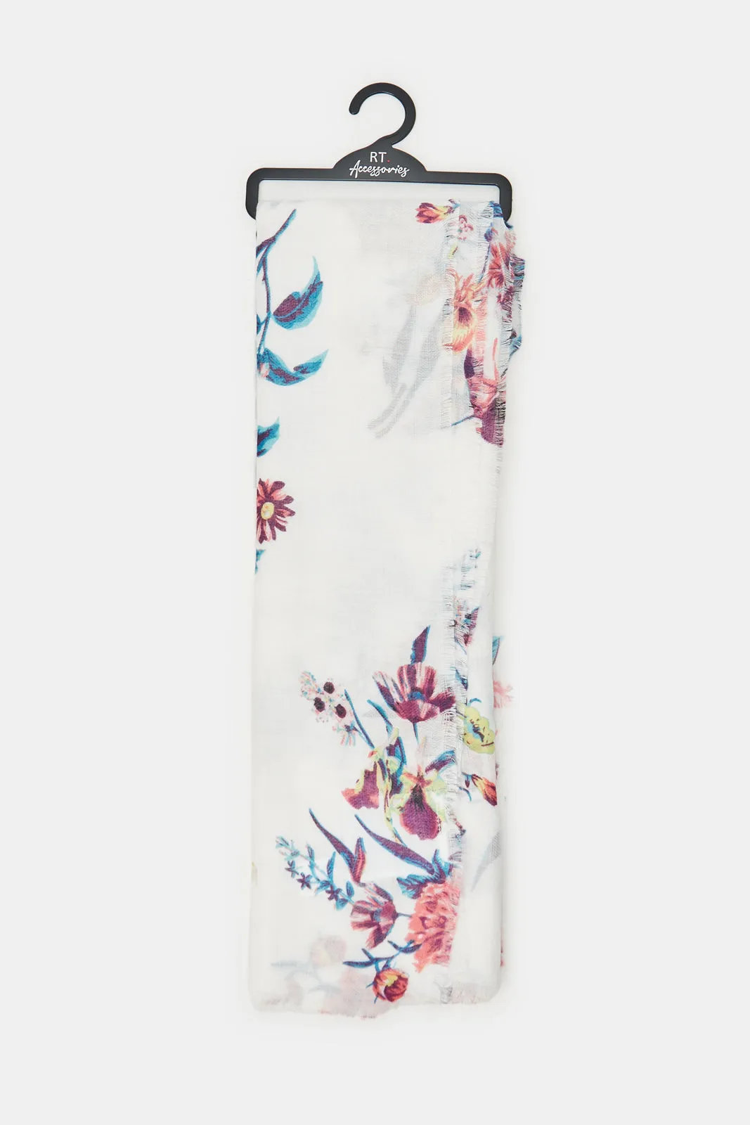 Women White Floral Printed Scarf sold by Redtag