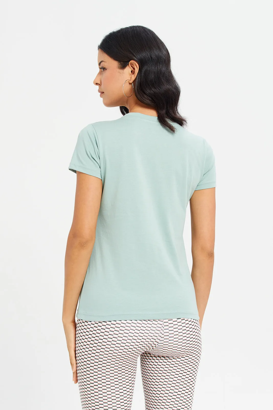 Women Mint Basic T-Shirt sold by Redtag product image thumbnail 3
