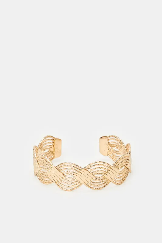Women Gold Embellished Bracelet Cuff sold by Redtag