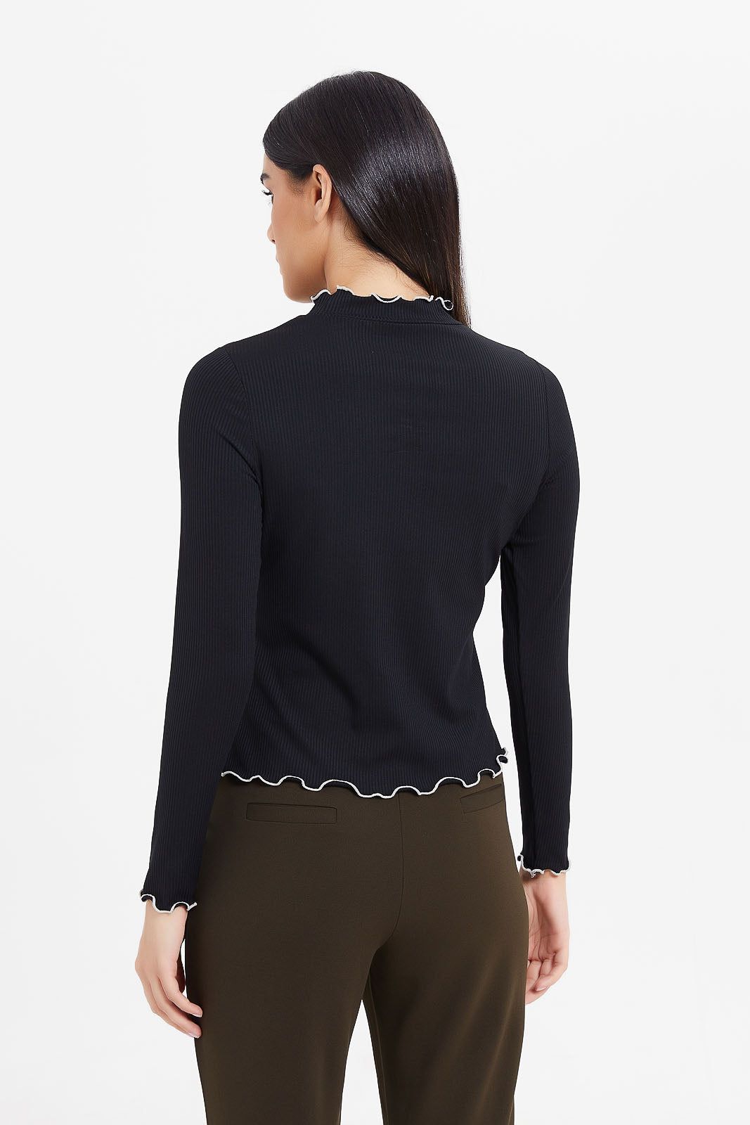 Women Black Ribbed Top sold by Redtag product image thumbnail 3