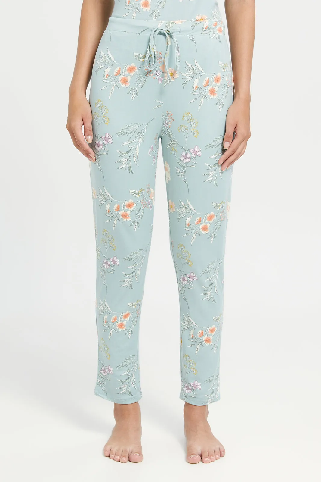 Women Blue Floral Short Sleeves Pyjama Set (2 Piece) sold by Redtag product image thumbnail 3