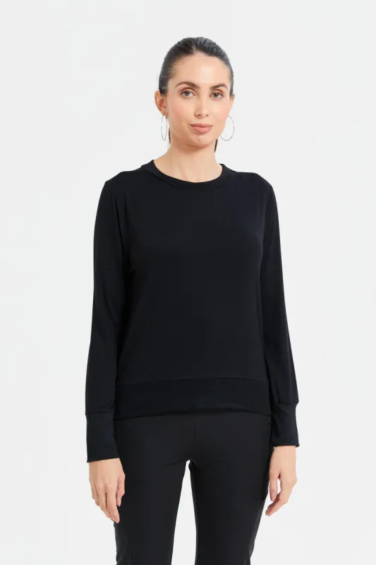 Women Black Long Sleeved Sweatshirt sold by Redtag