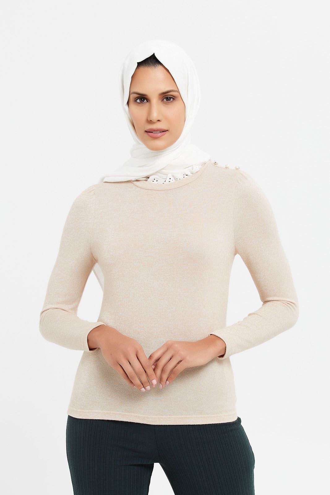 Women Beige Plain Top sold by Redtag