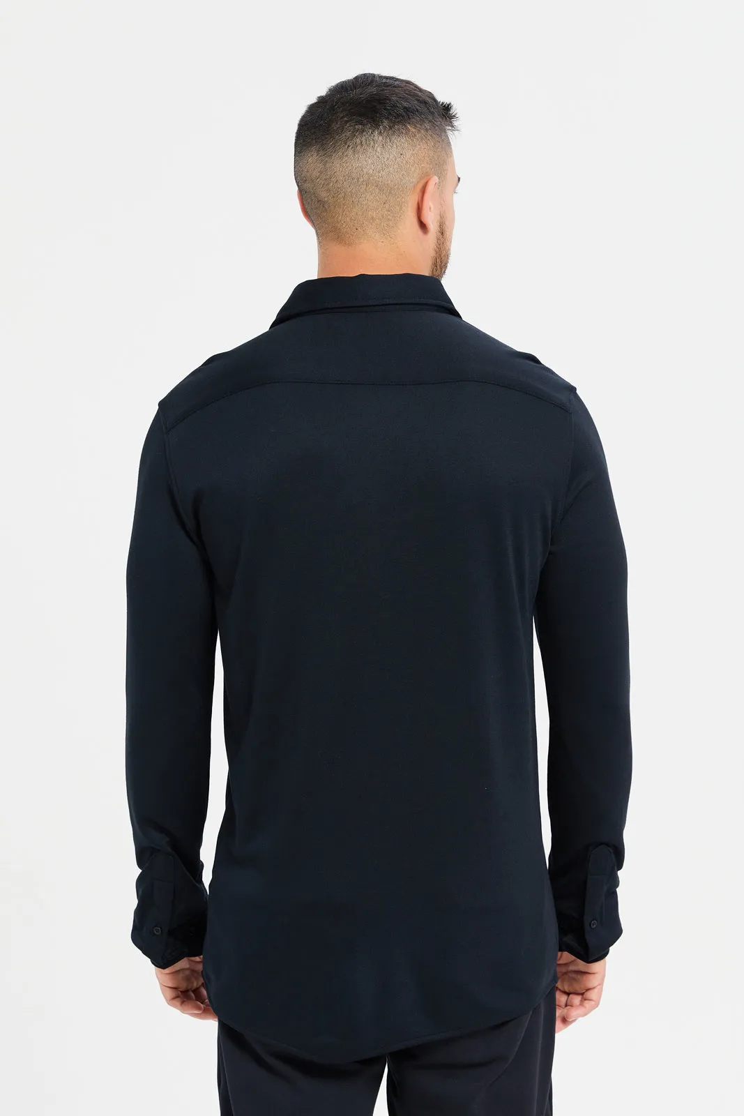 Men Black Knitted Signature Shirt sold by Redtag product image thumbnail 3
