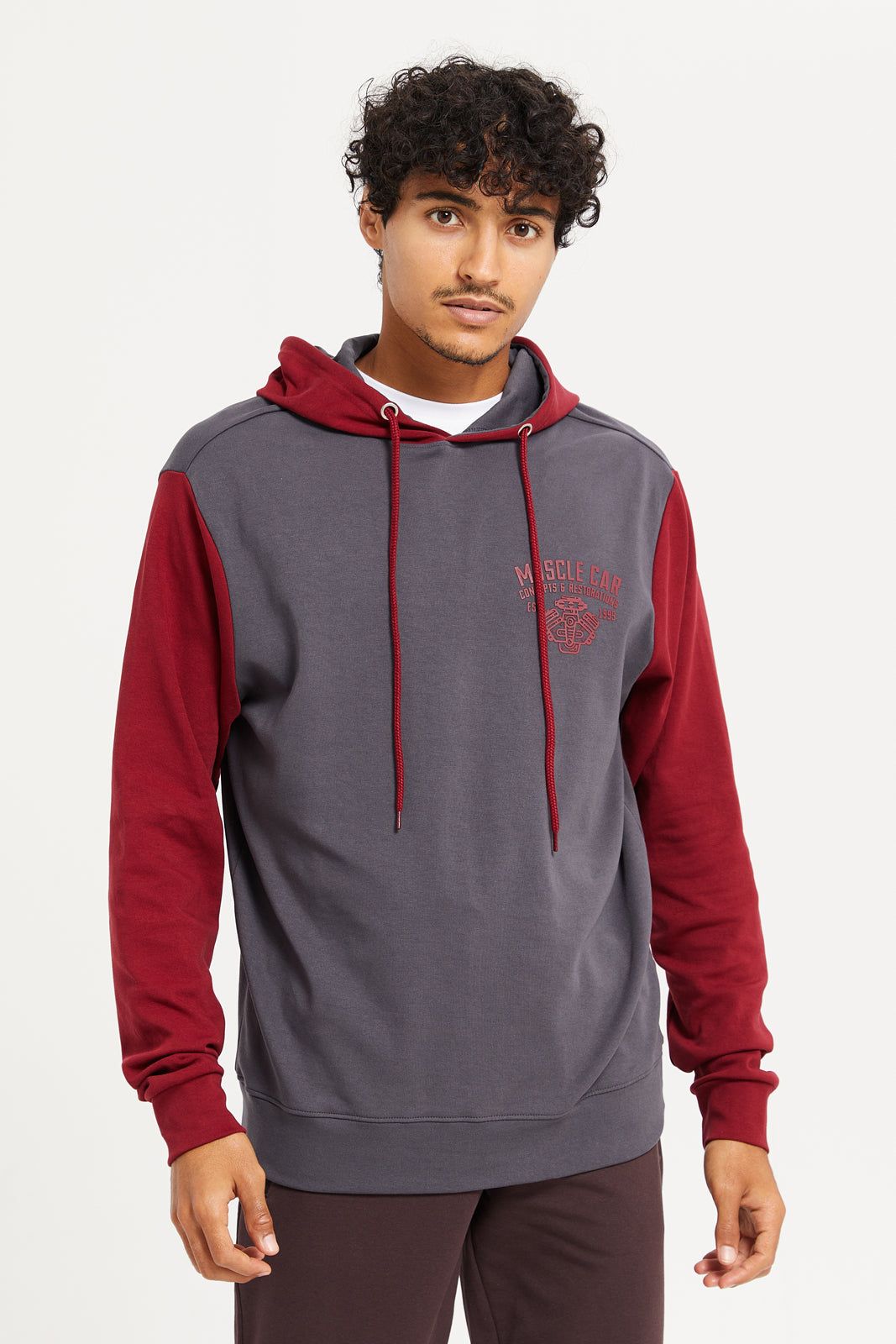 Men Grey And Burgundy Sweatshirt sold by Redtag