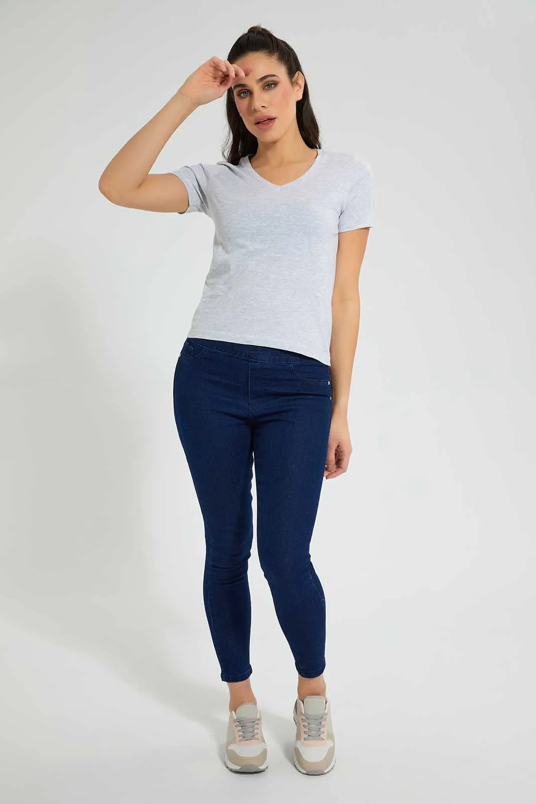 Grey V-Neck T-Shirt sold by Redtag product image thumbnail 2