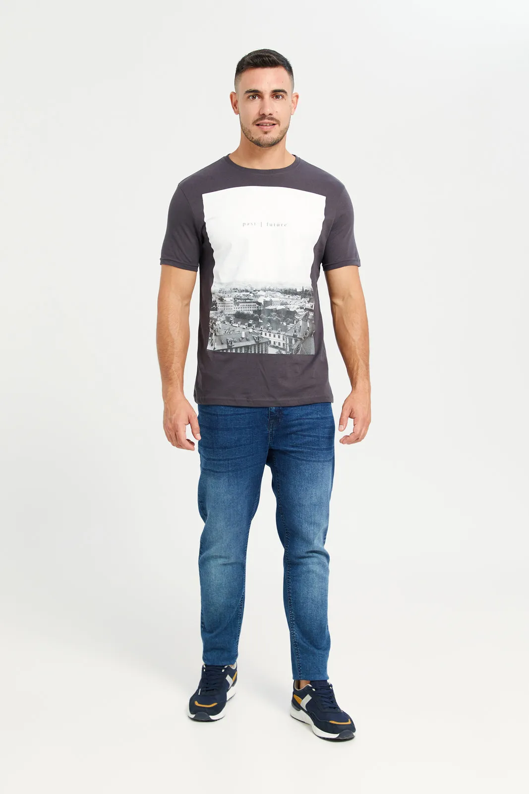 Men Charcoal Graphic T-Shirt sold by Redtag product image thumbnail 2
