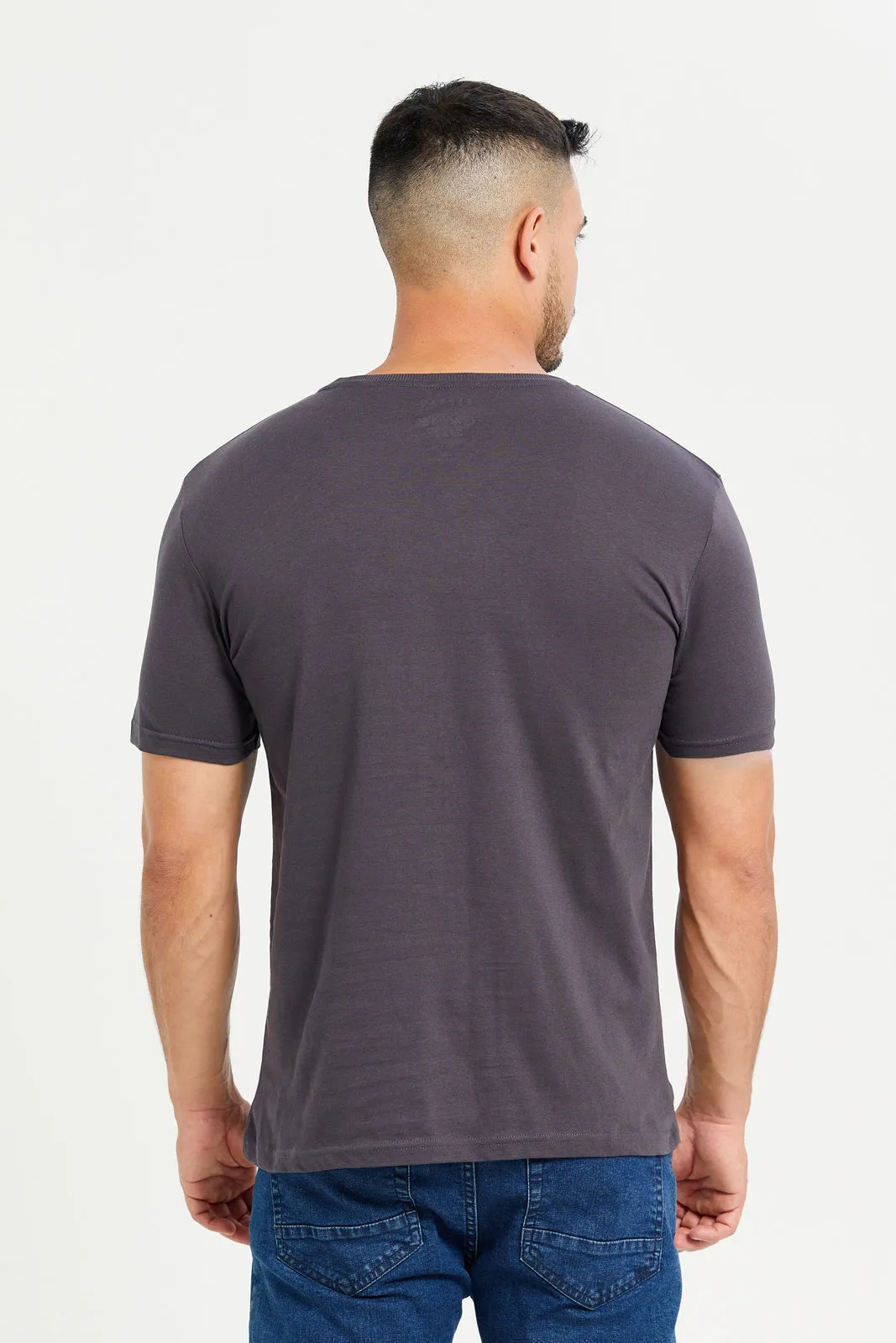 Men Charcoal Graphic T-Shirt sold by Redtag product image thumbnail 3