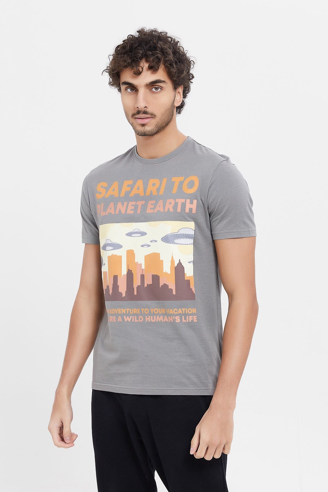 Men Grey Graphic T-Shirt sold by Redtag