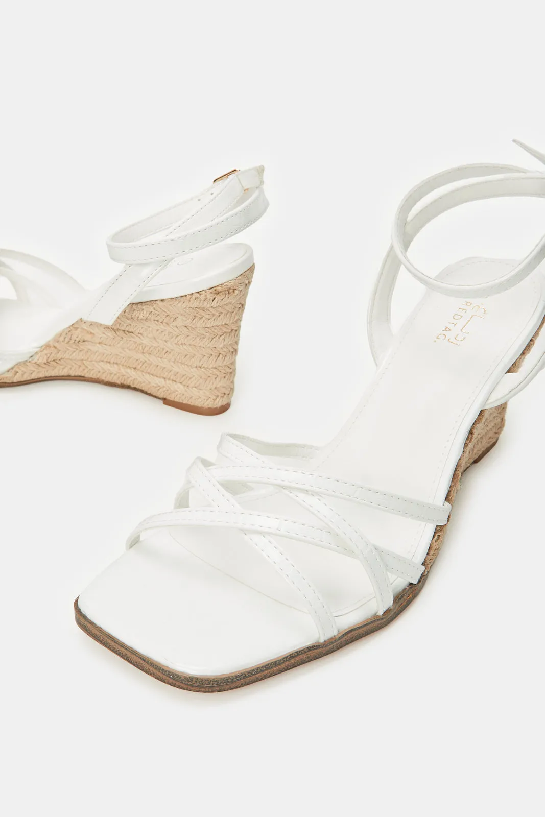 Women White Patent Wedge Sandal sold by Redtag product image thumbnail 3