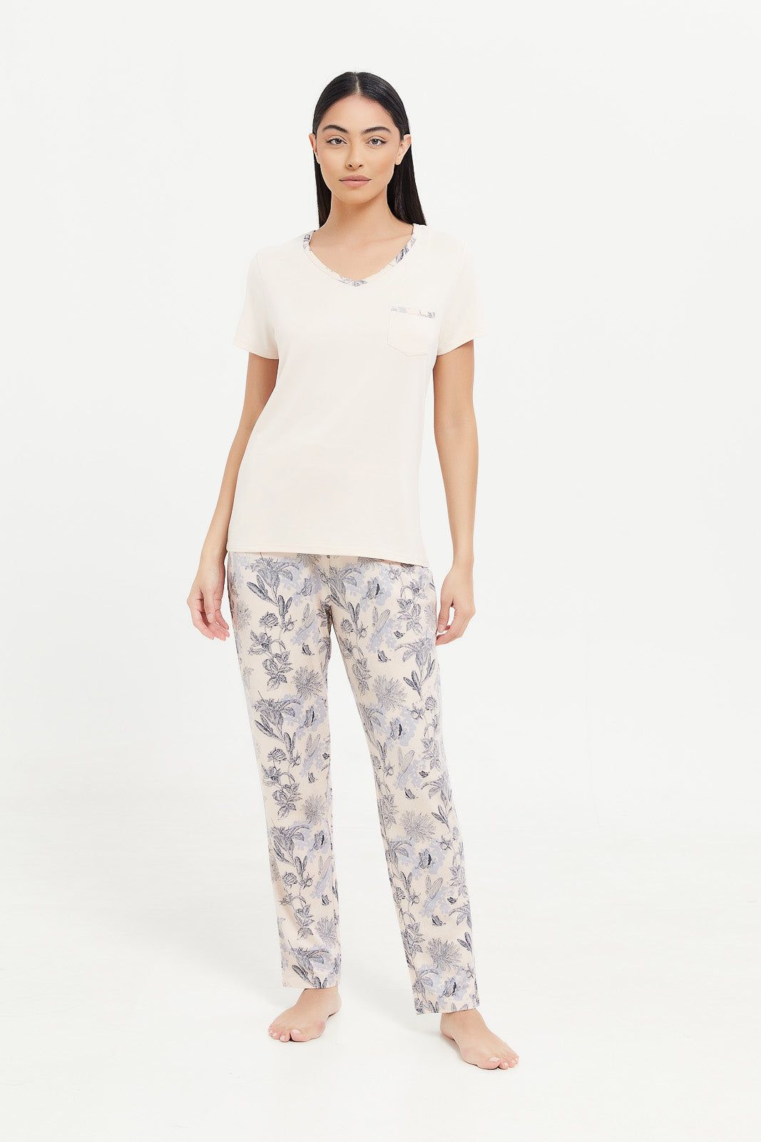 Women Beige Printed Pajama Set (2 Piece) sold by Redtag