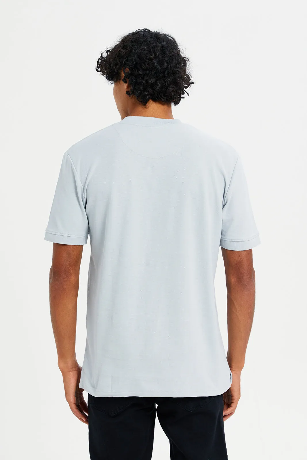 Men Blue Henley Polo Shirt sold by Redtag product image thumbnail 3