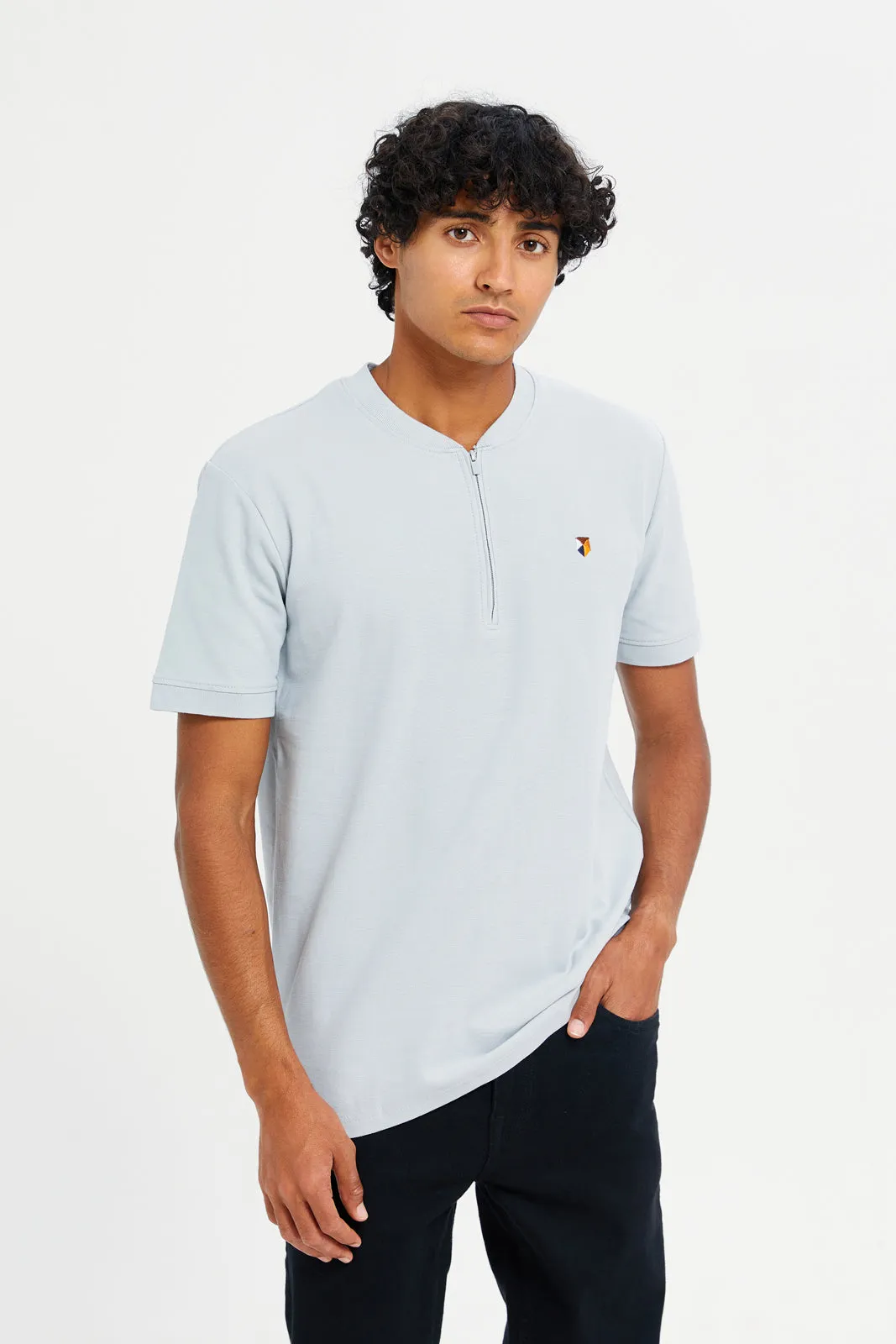 Men Blue Henley Polo Shirt sold by Redtag