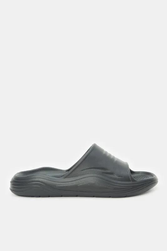 Men Black Moulded Comfort Slide sold by Redtag