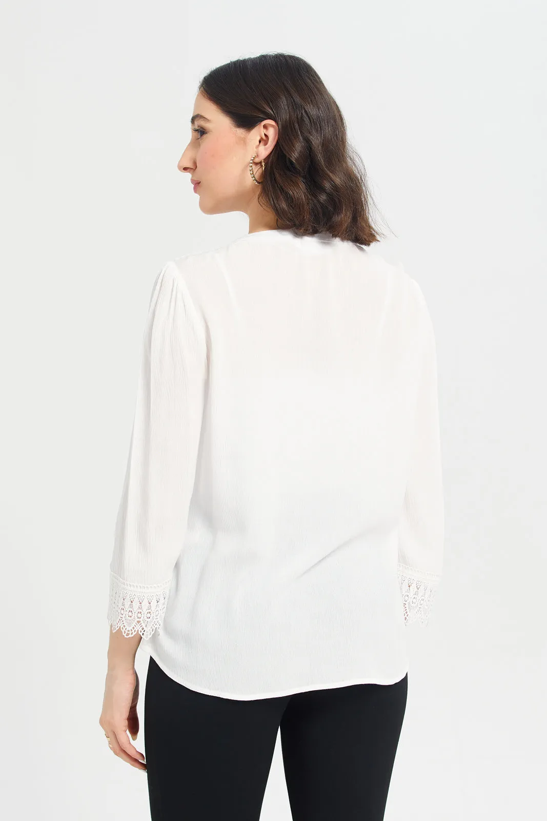 Women White Lace Patch Blouse sold by Redtag product image thumbnail 3