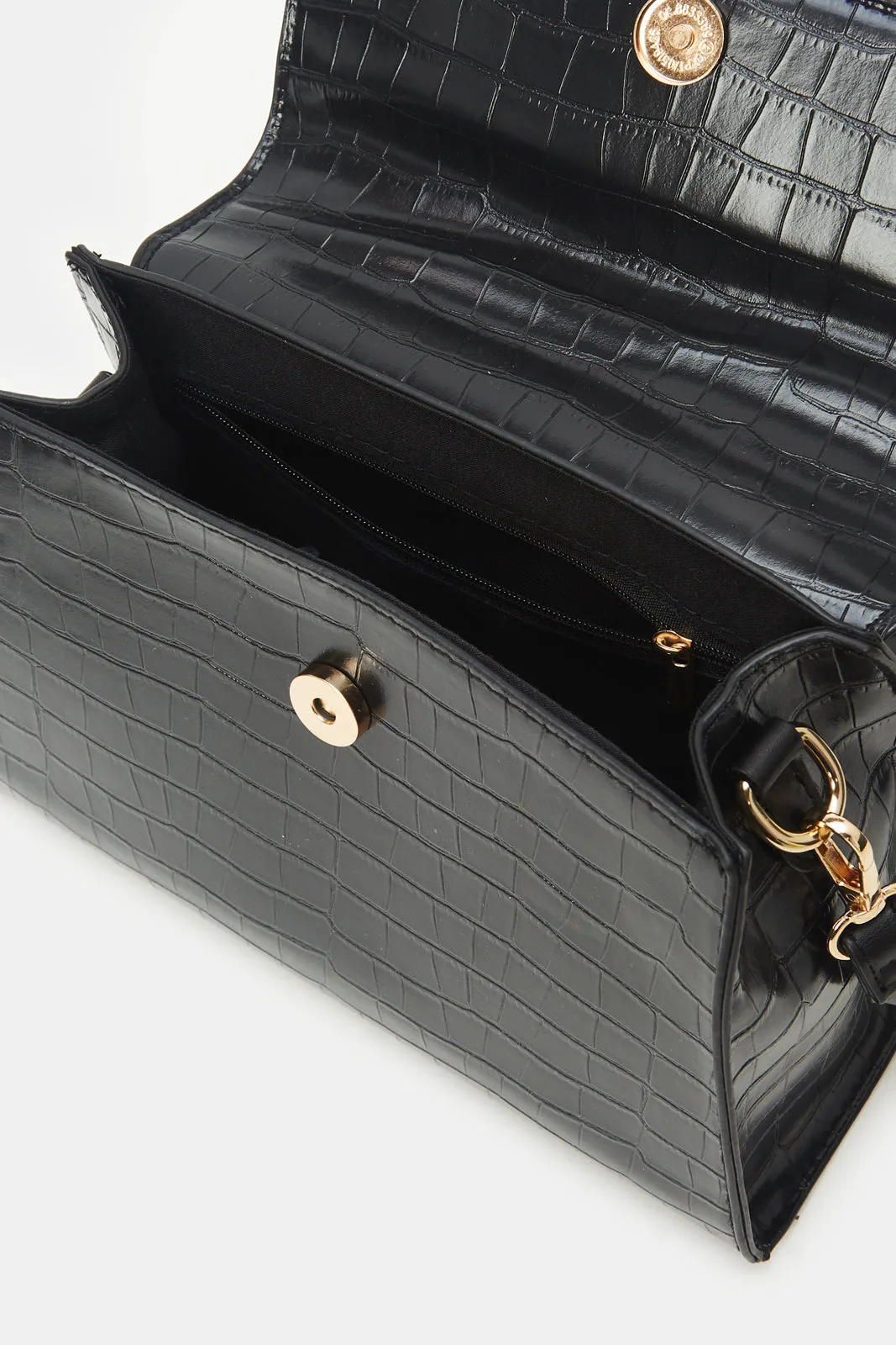 Women Black Textured Day Bag sold by Redtag product image thumbnail 4