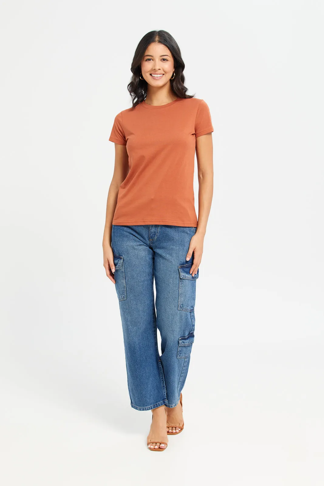 Women Rust Basic T-Shirt sold by Redtag product image thumbnail 2