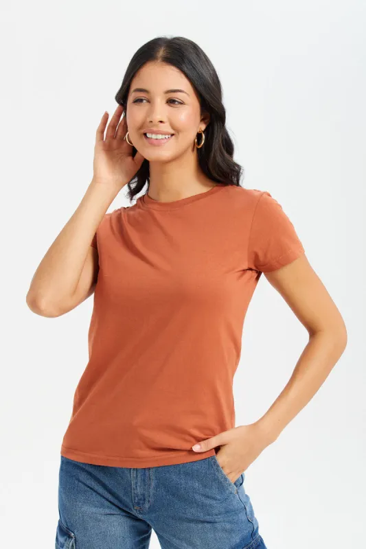 Women Rust Basic T-Shirt sold by Redtag